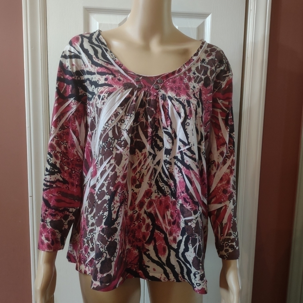 Jane Ashley casual lifestyle women's size xl long sleeve shirt top blouse - Picture 1 of 4